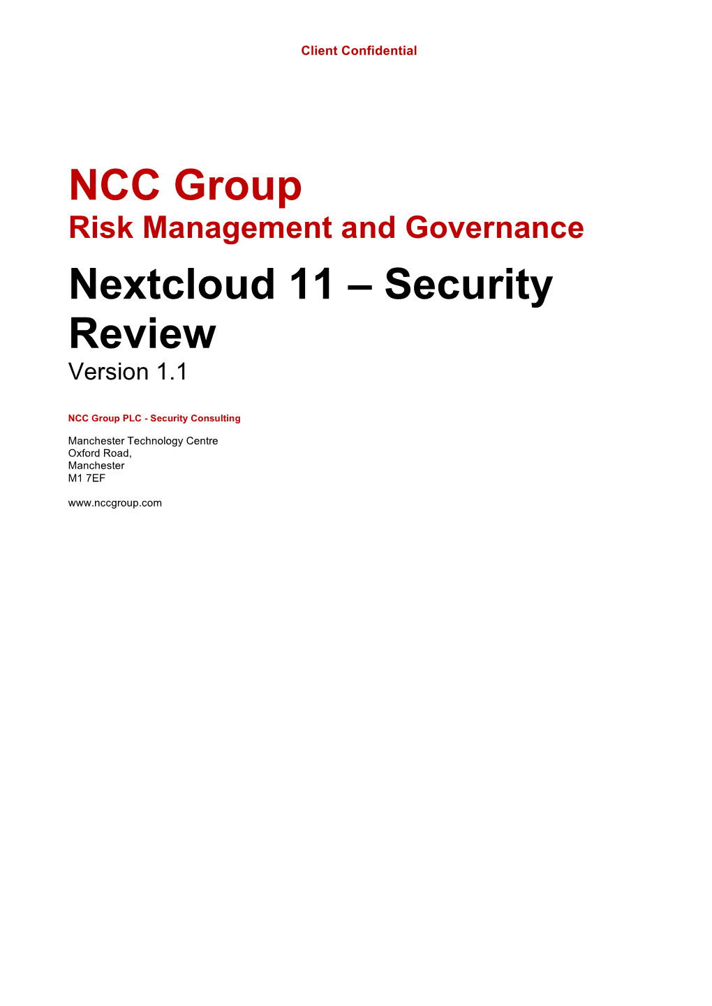 NCC Group Nextcloud 11 – Security Review