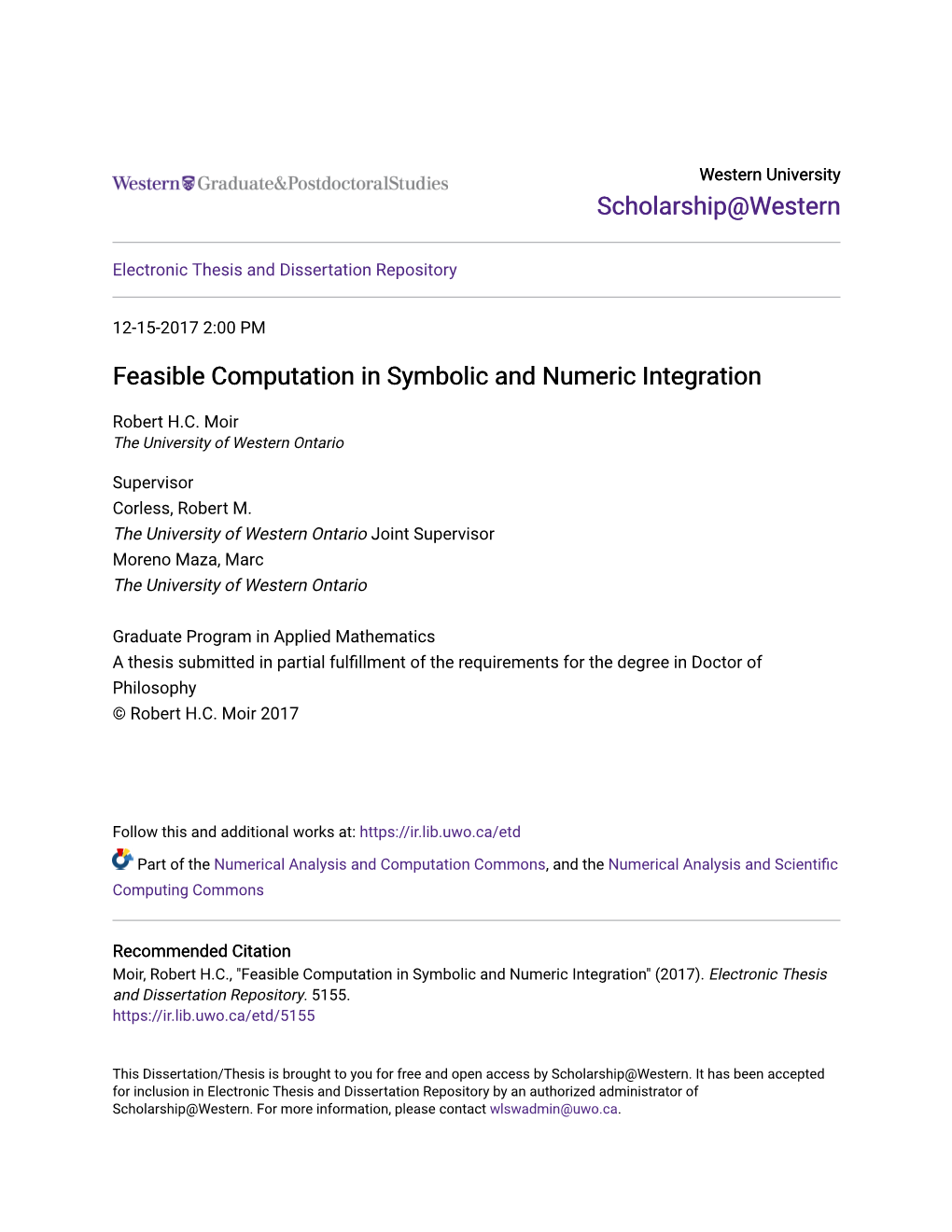 Feasible Computation in Symbolic and Numeric Integration