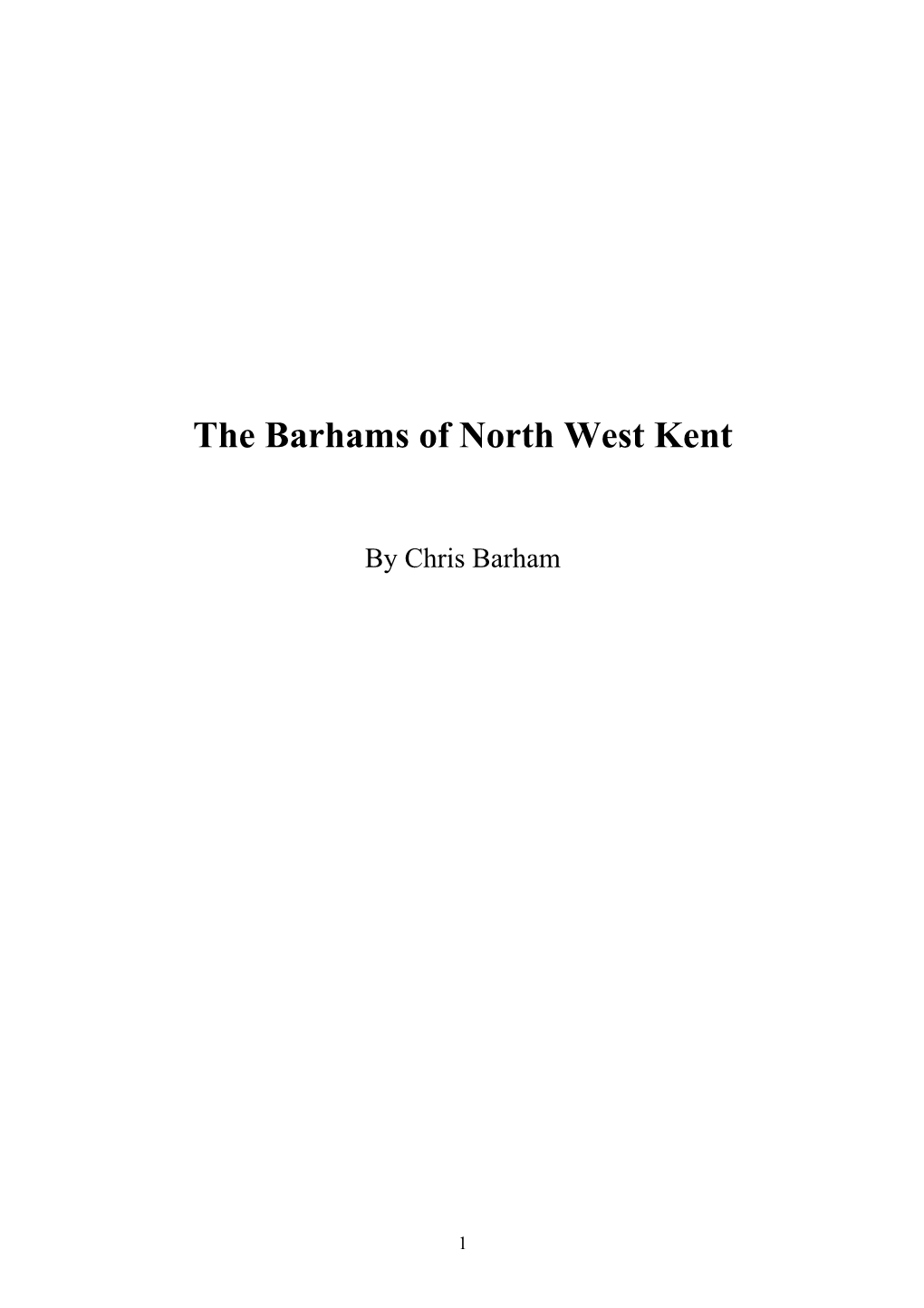 The Barhams of North West Kent