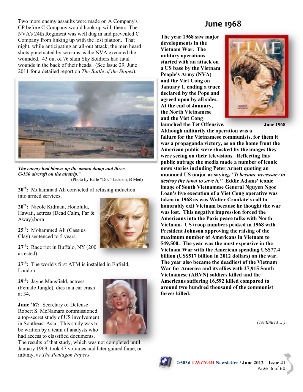 Issue 29, June a US Base by the Vietnam 2011 for a Detailed Report on the Battle of the Slopes)