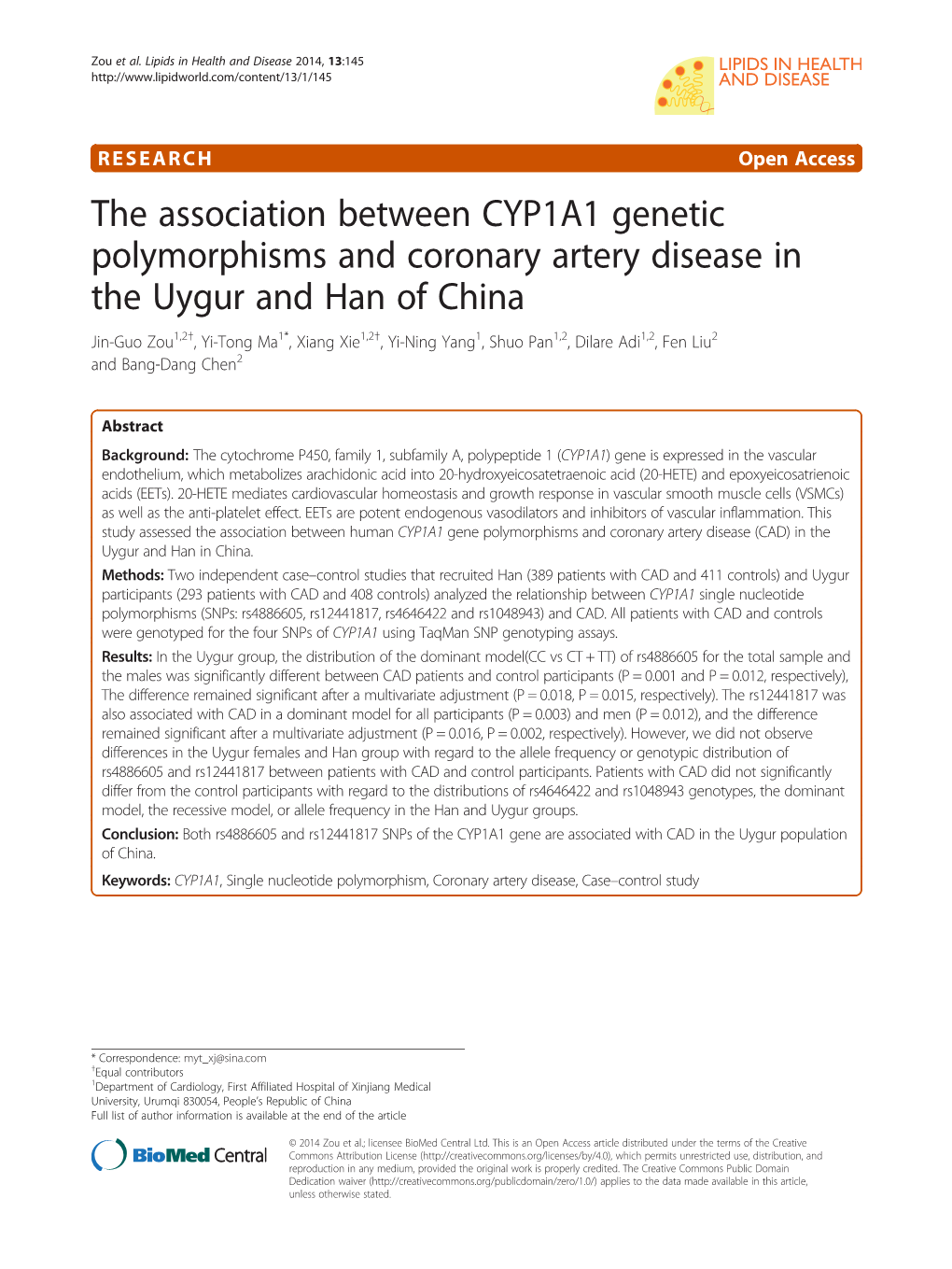 The Association Between CYP1A1 Genetic Polymorphisms And