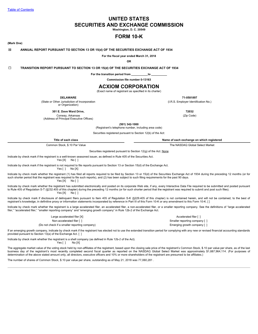 United States Securities and Exchange Commission Form