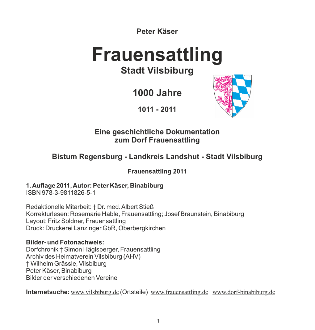 Frauensattling Stadt Vilsbiburg 1000 Jahre