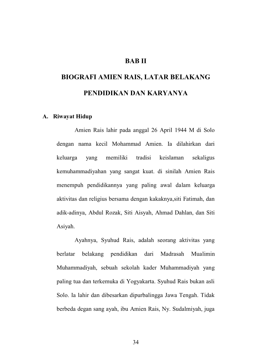 Bab Ii Biografi Amien Rais, Latar Belakang Pendidikan Dan