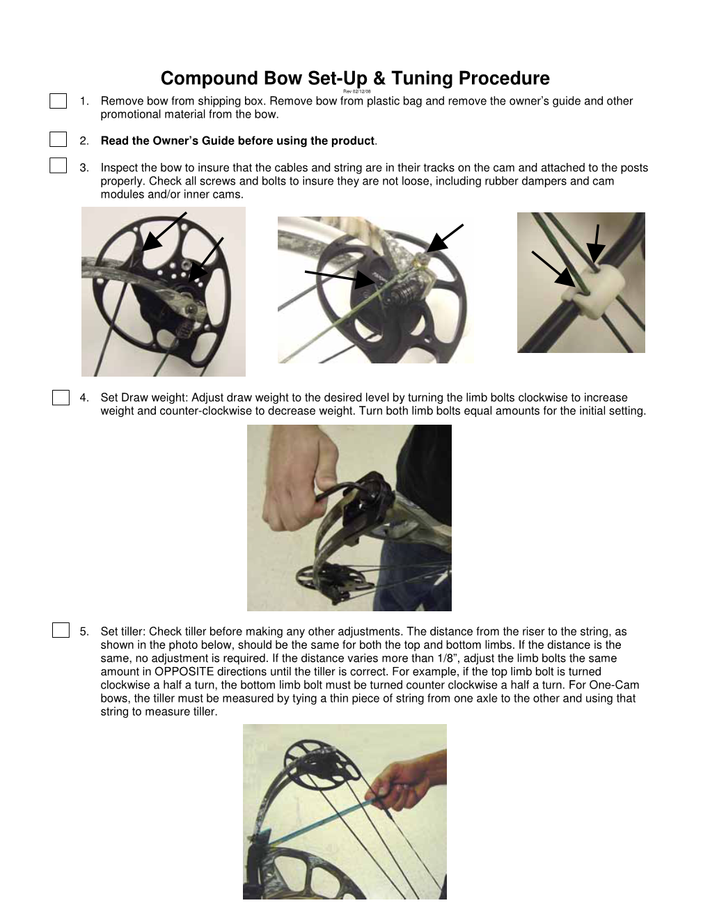 Compound Bow Set-Up & Tuning Procedure