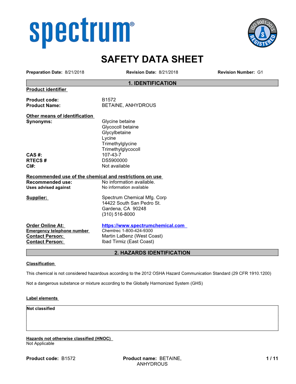 Safety Data Sheet