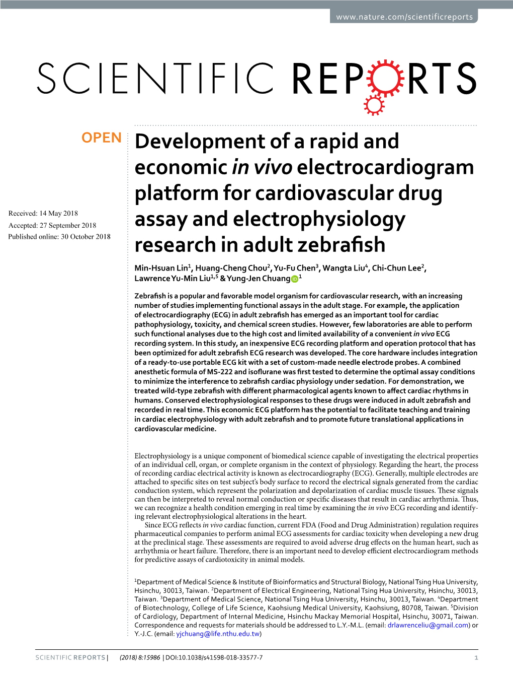 Development of a Rapid and Economic in Vivo Electrocardiogram Platform