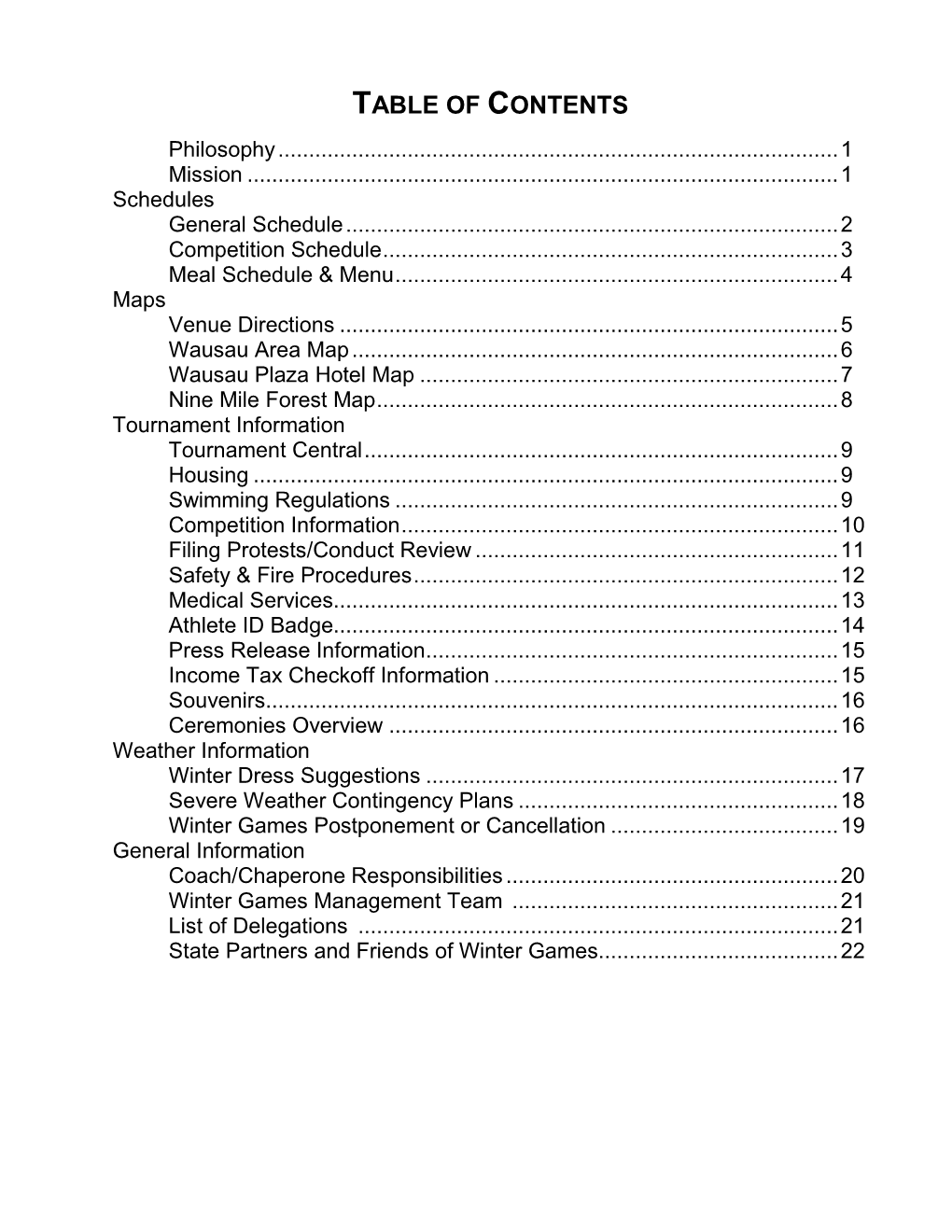 Table of Contents