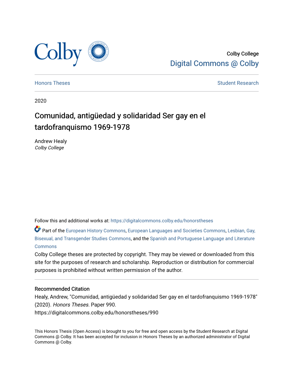 Comunidad, Antigüedad Y Solidaridad Ser Gay En El Tardofranquismo 1969-1978