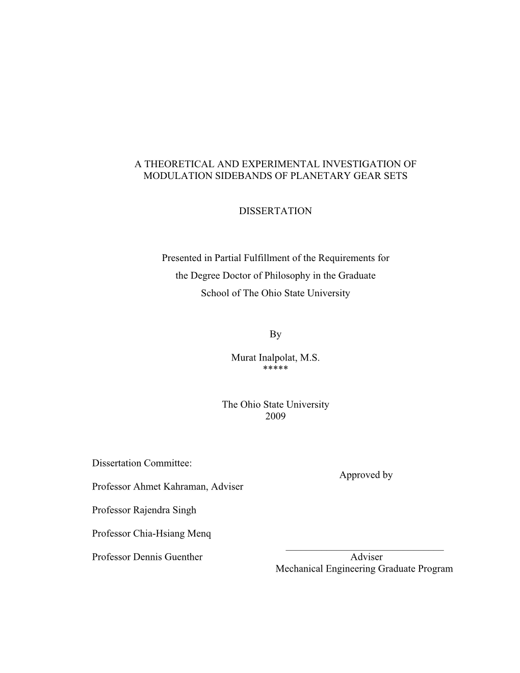 A Theoretical and Experimental Investigation of Modulation Sidebands of Planetary Gear Sets