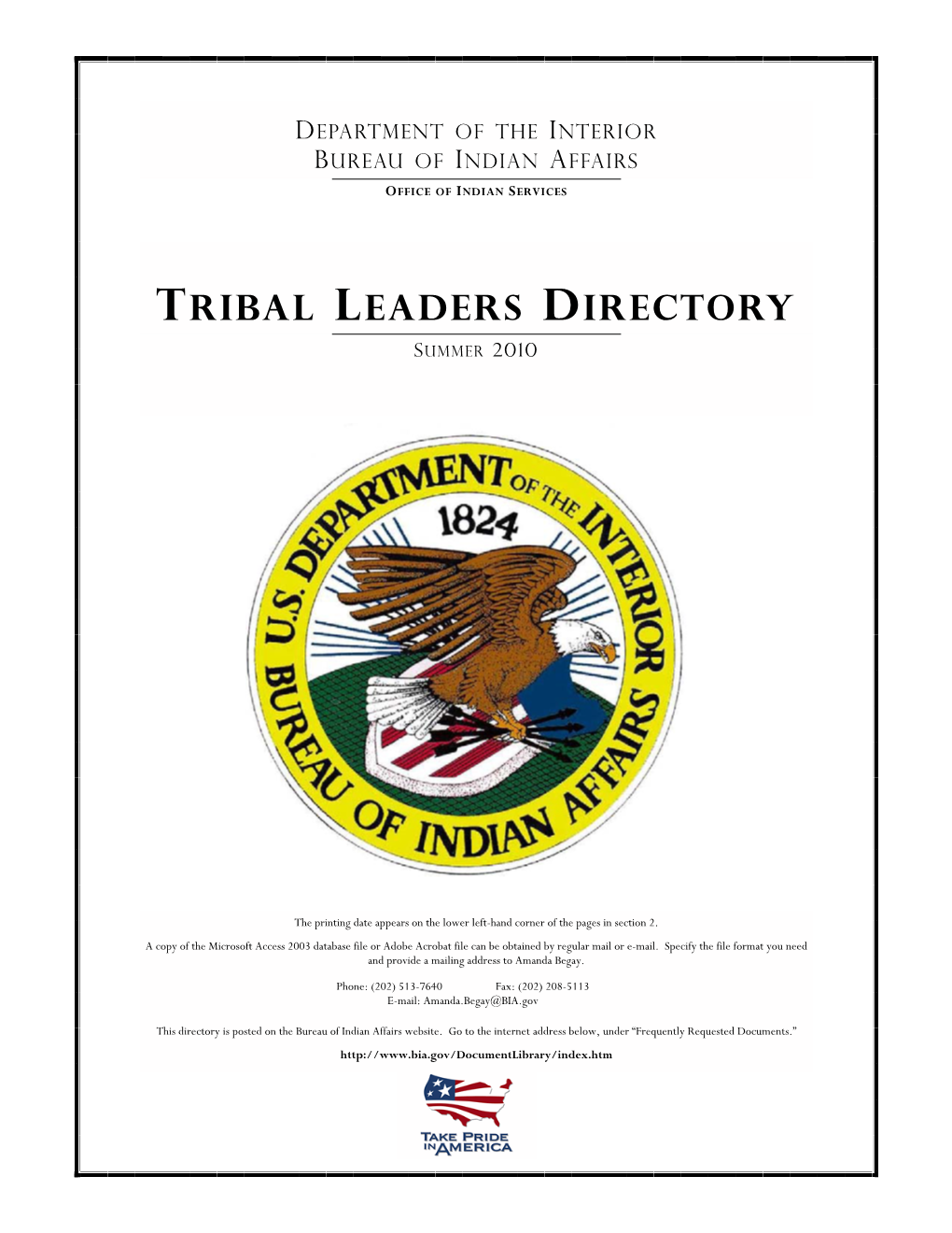 Tribal Leaders Directory Summer 2010