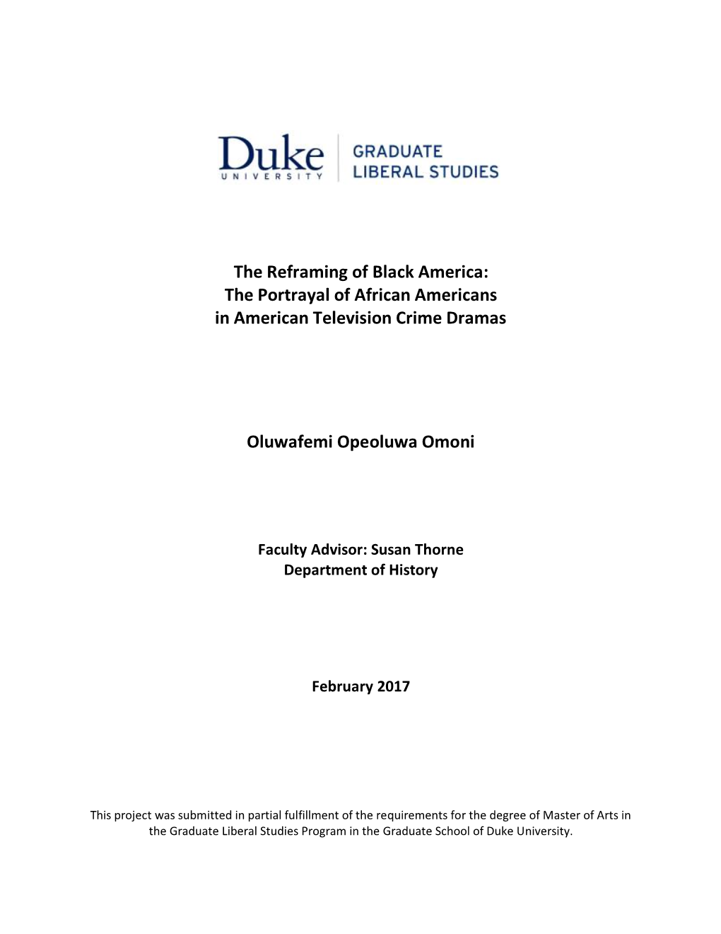 The Reframing of Black America: the Portrayal of African Americans in American Television Crime Dramas