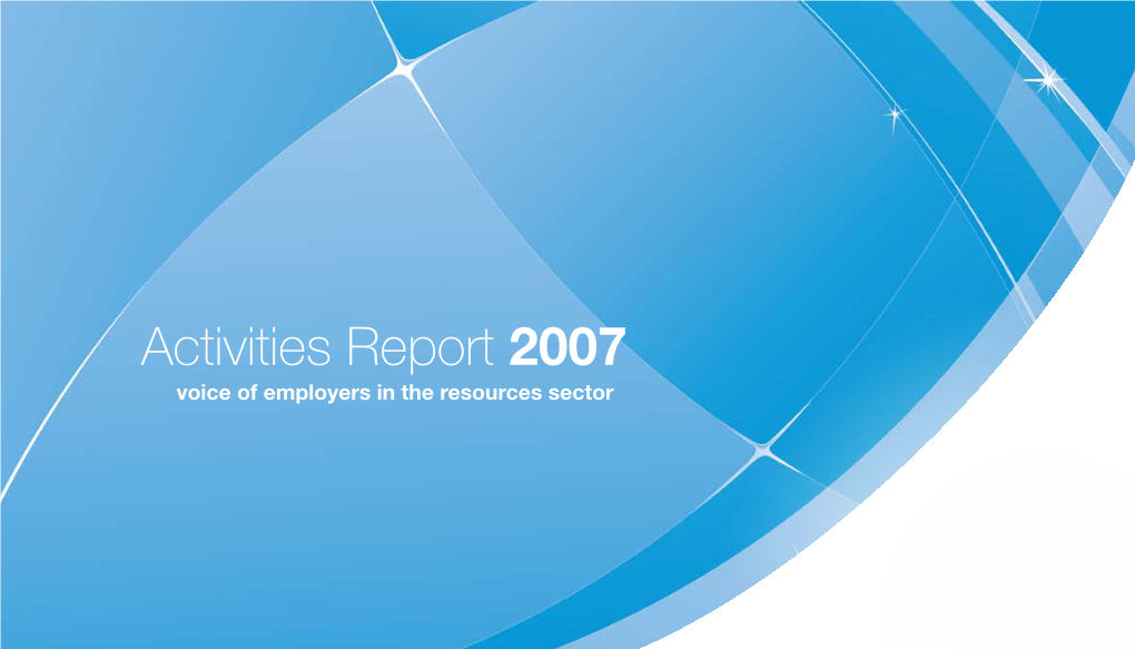 Activities Report 2007 Voice of Employers in the Resources Sector Page 2