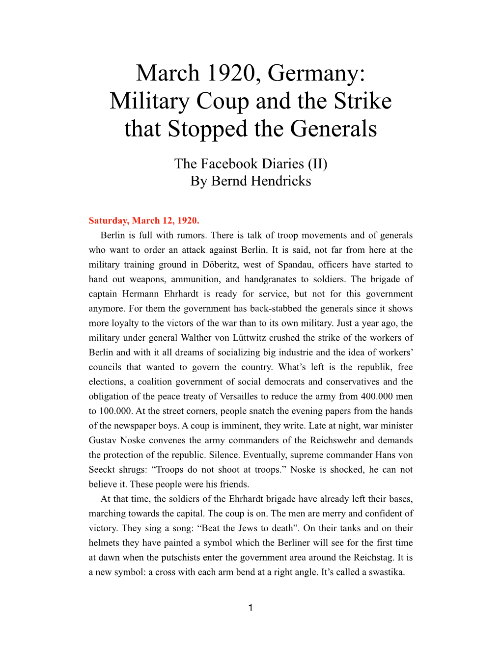 Military Coup and the Strike That Stopped the Generals