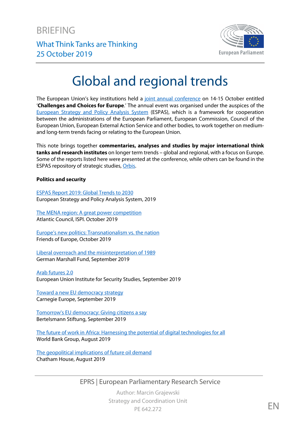 Global and Regional Trends