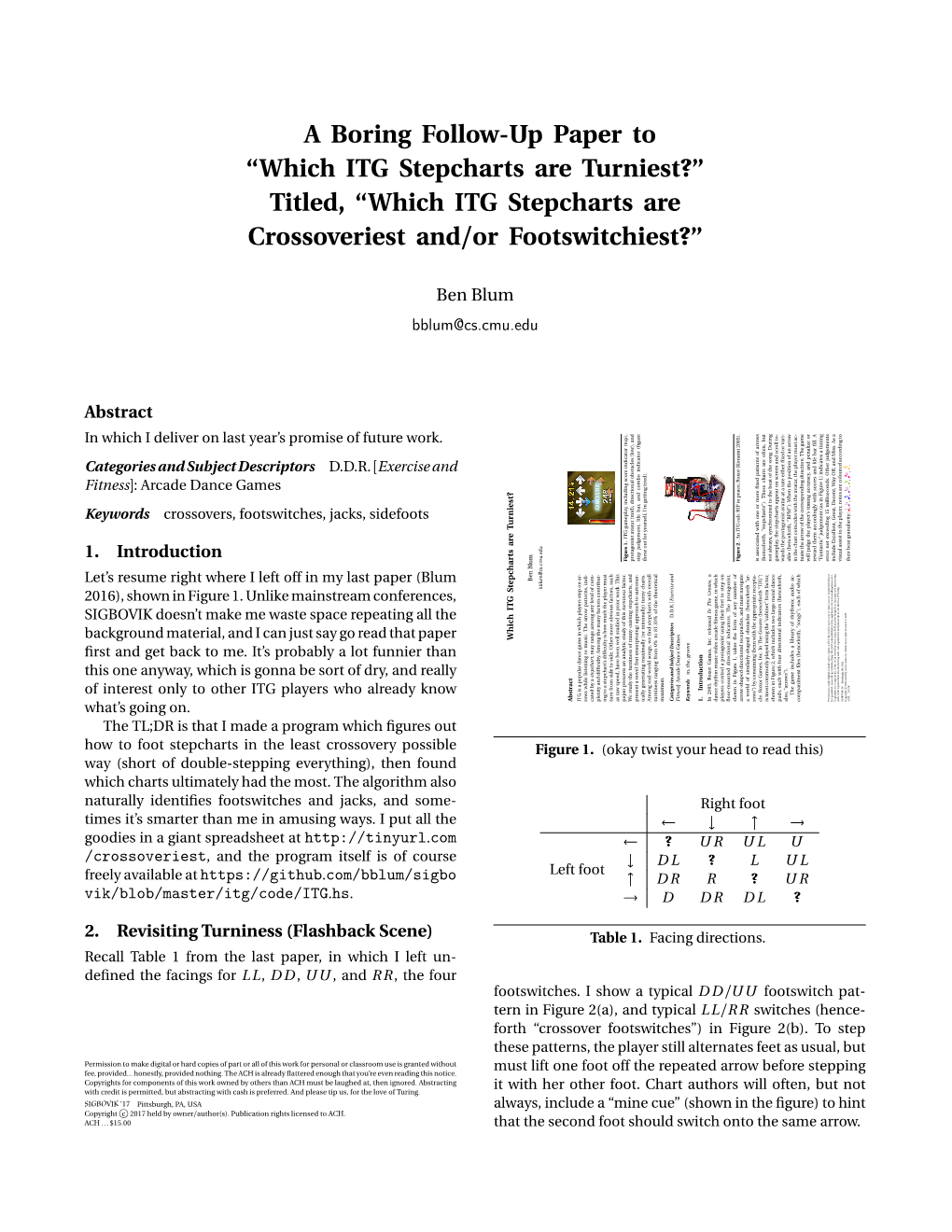 A Boring Follow-Up Paper to “Which ITG Stepcharts Are Turniest?” Titled, “Which ITG Stepcharts Are Crossoveriest And/Or Footswitchiest?”