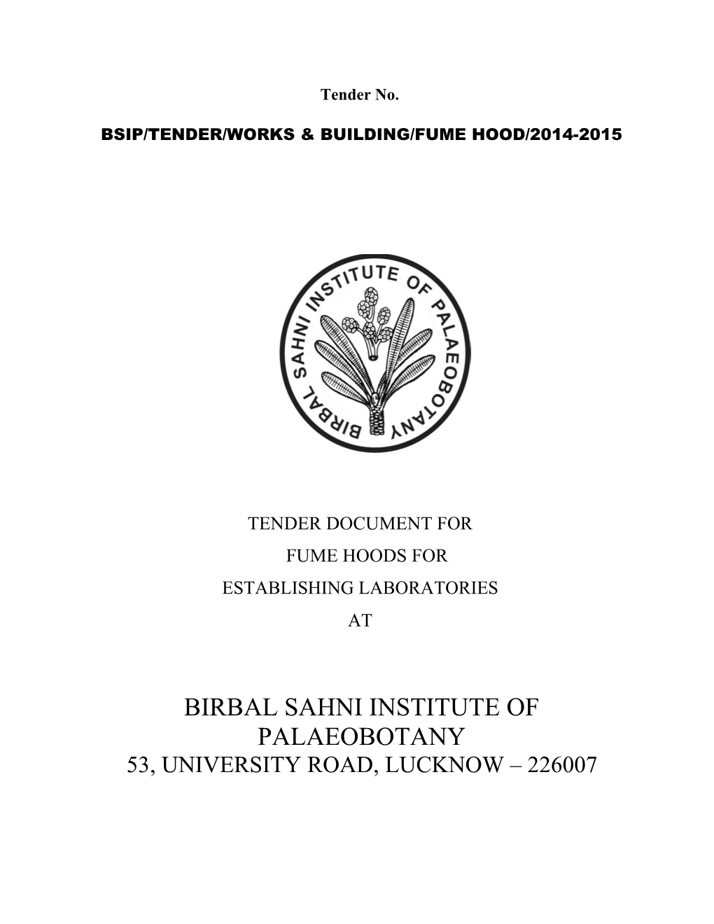 Bsip/Tender/Works & Building/Fume Hood/2014-2015