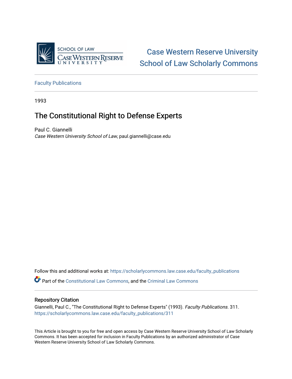 The Constitutional Right to Defense Experts