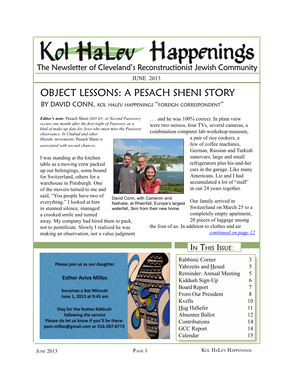 A PESACH SHENI STORY by DAVID CONN, Kol Halev Happenings “Foreign Correspondent”