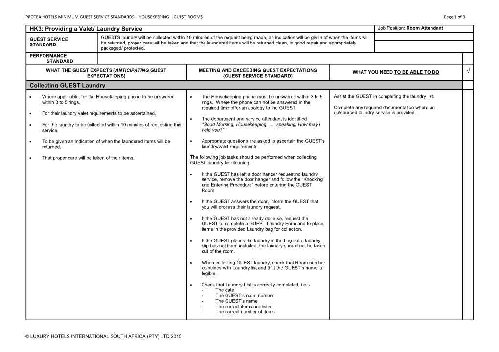 Guest Service Standard s1