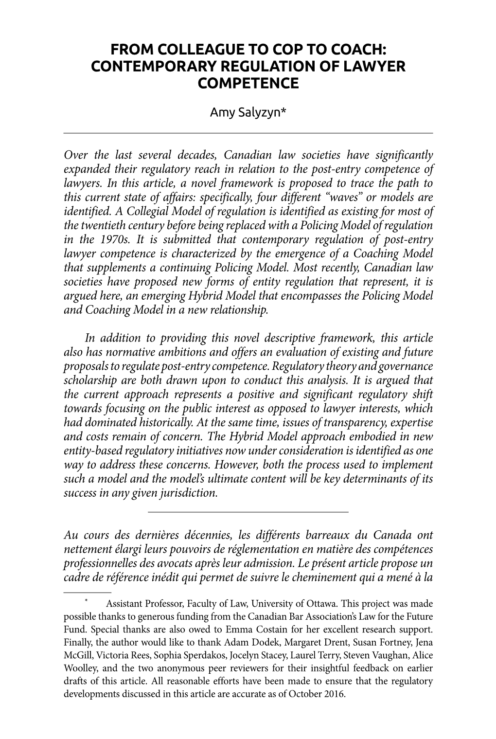 The Canadian Bar Review. La Revue Du Barreau Canadien. Volume 95