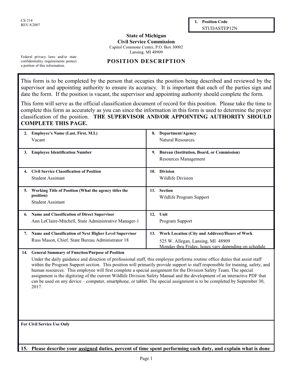 CS-214 Position Description Form s18