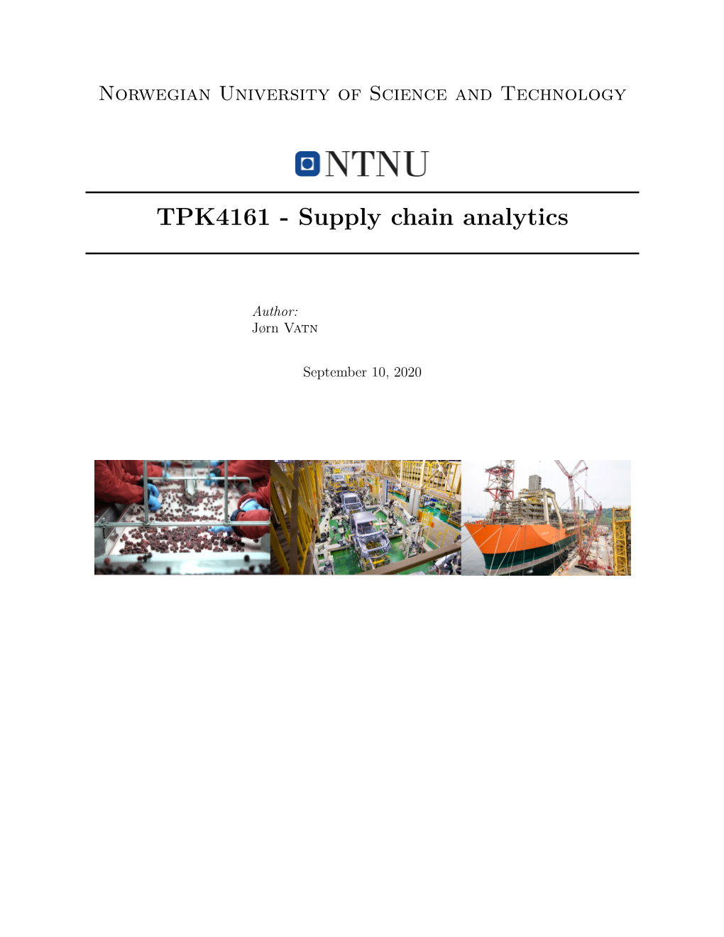 TPK4161 - Supply Chain Analytics