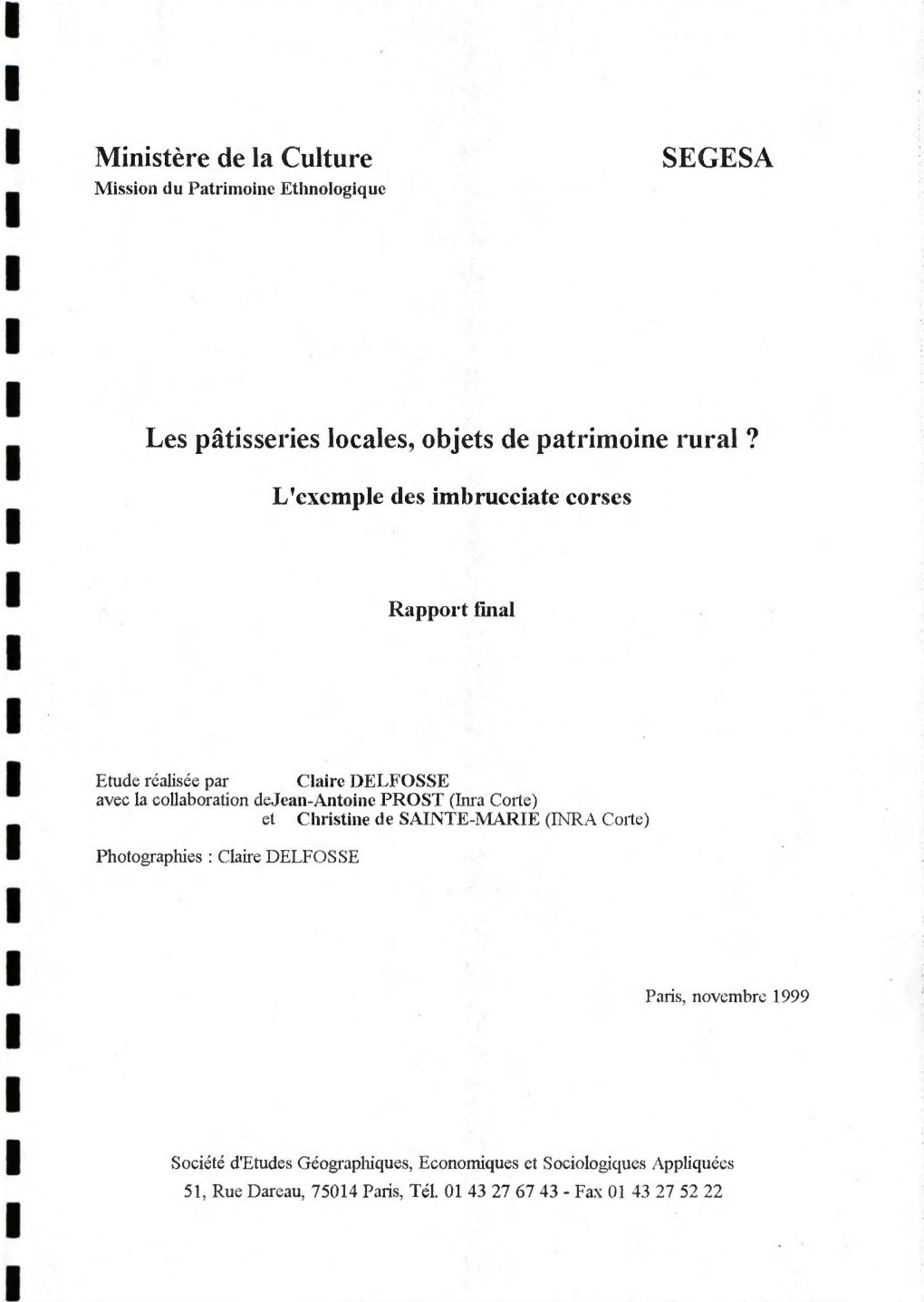 Les Pâtisseries Locales, Objets De Patrimoine Rural ?