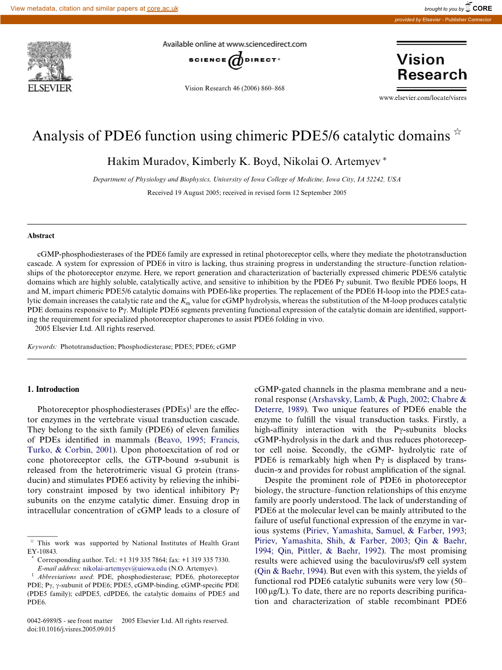 Analysis of PDE6 Function Using Chimeric PDE5/6 Catalytic Domains ଝ