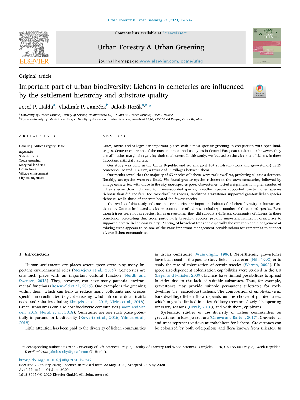 Important Part of Urban Biodiversity Lichens in Cemeteries Are Influenced by the Settlement Hierarchy and Substrate Quality