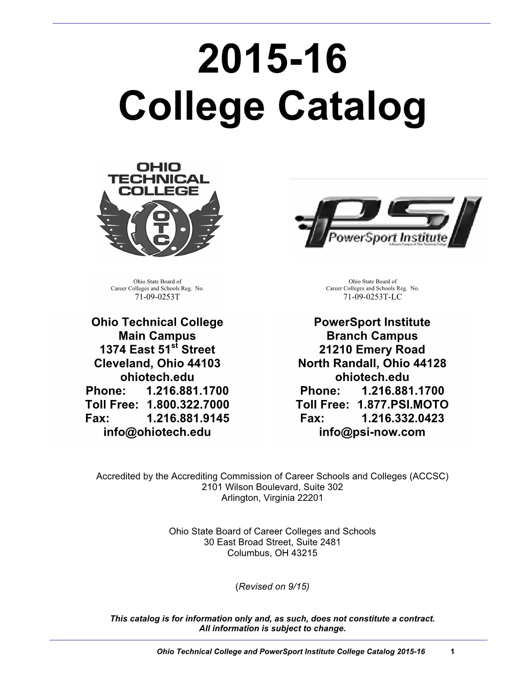 2015-16 College Catalog