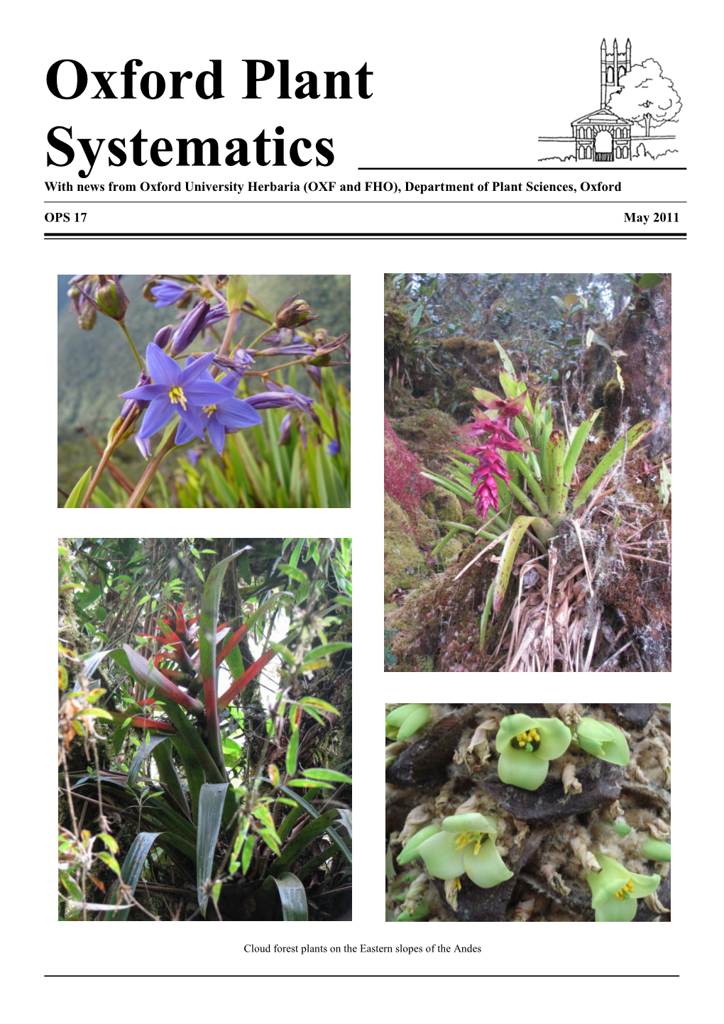 Oxford Plant Systematics with News from Oxford University Herbaria (OXF and FHO), Department of Plant Sciences, Oxford