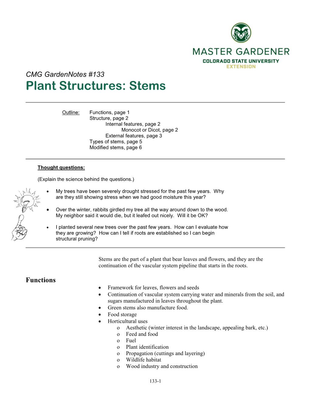 133, Plant Structures: Stems