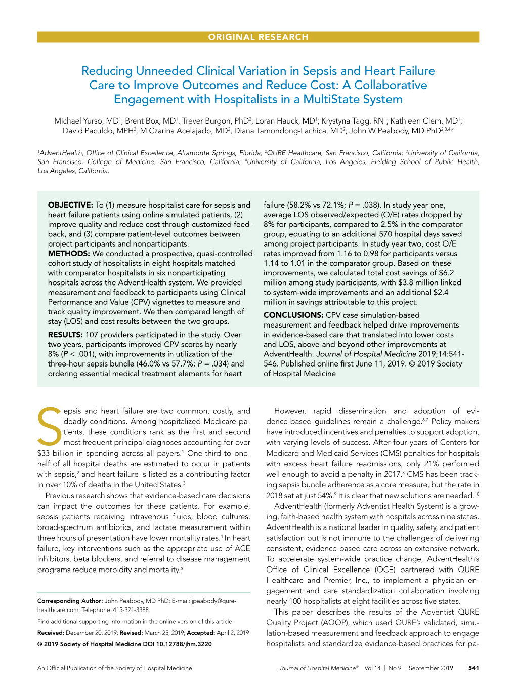 Reducing Unneeded Clinical Variation in Sepsis And