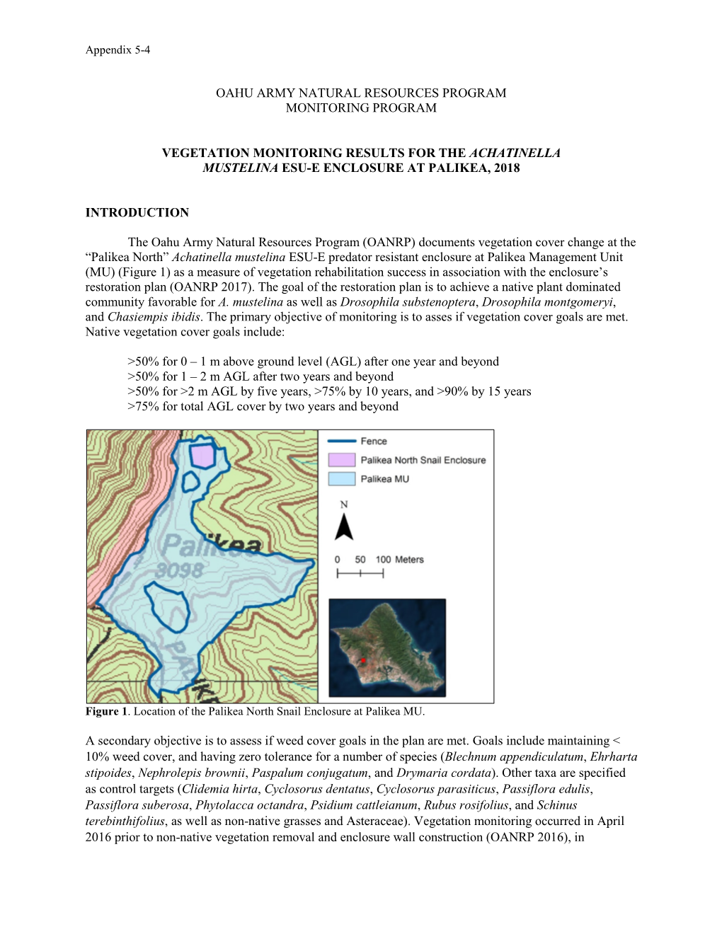Appendix 5-4 Palikea North Snail Enclosure Vegetation Monitoring