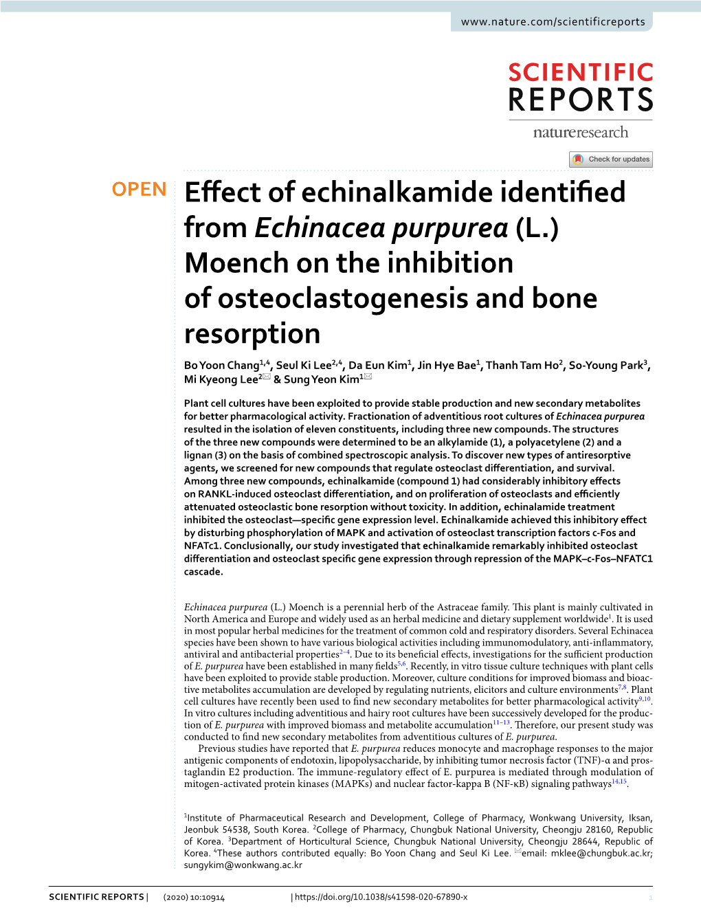 Effect of Echinalkamide Identified from Echinacea Purpurea (L.)
