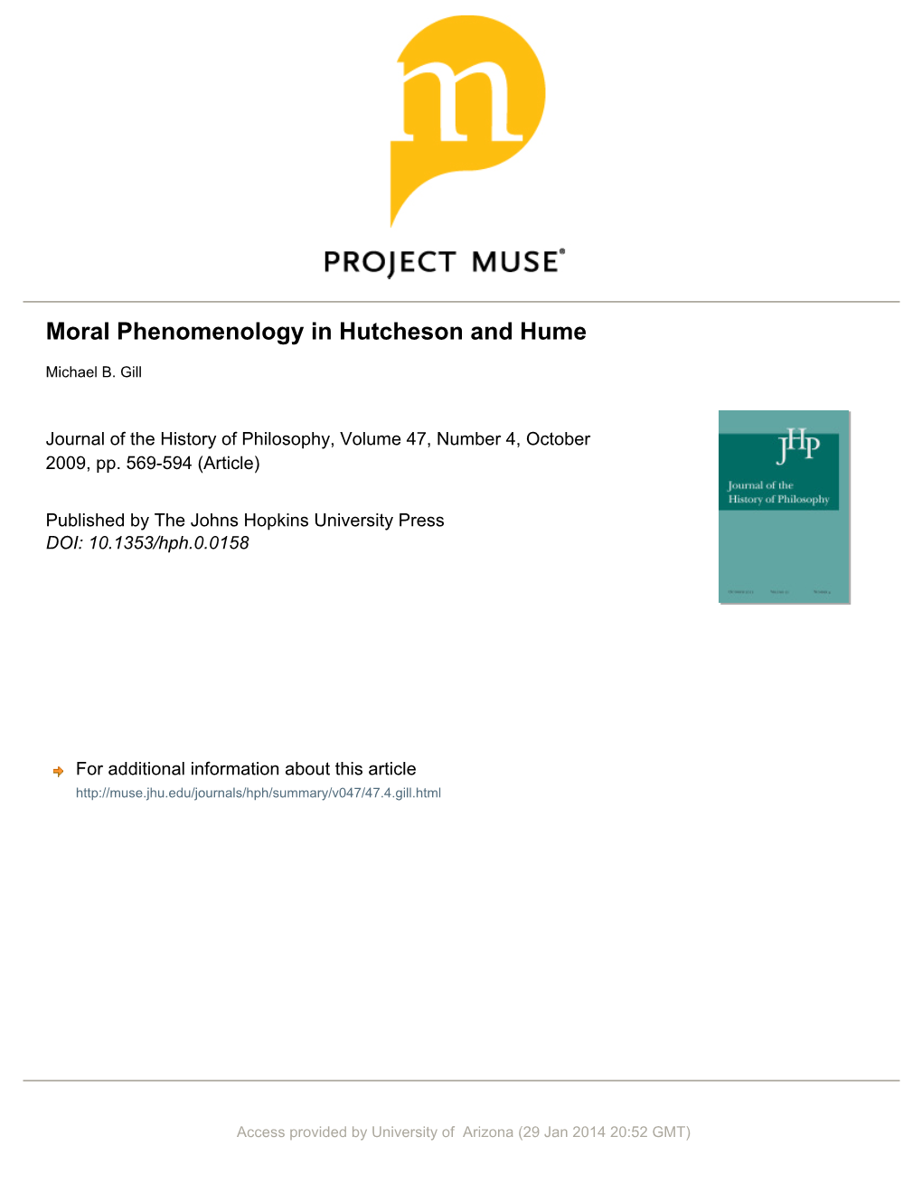 Moral Phenomenology in Hutcheson and Hume