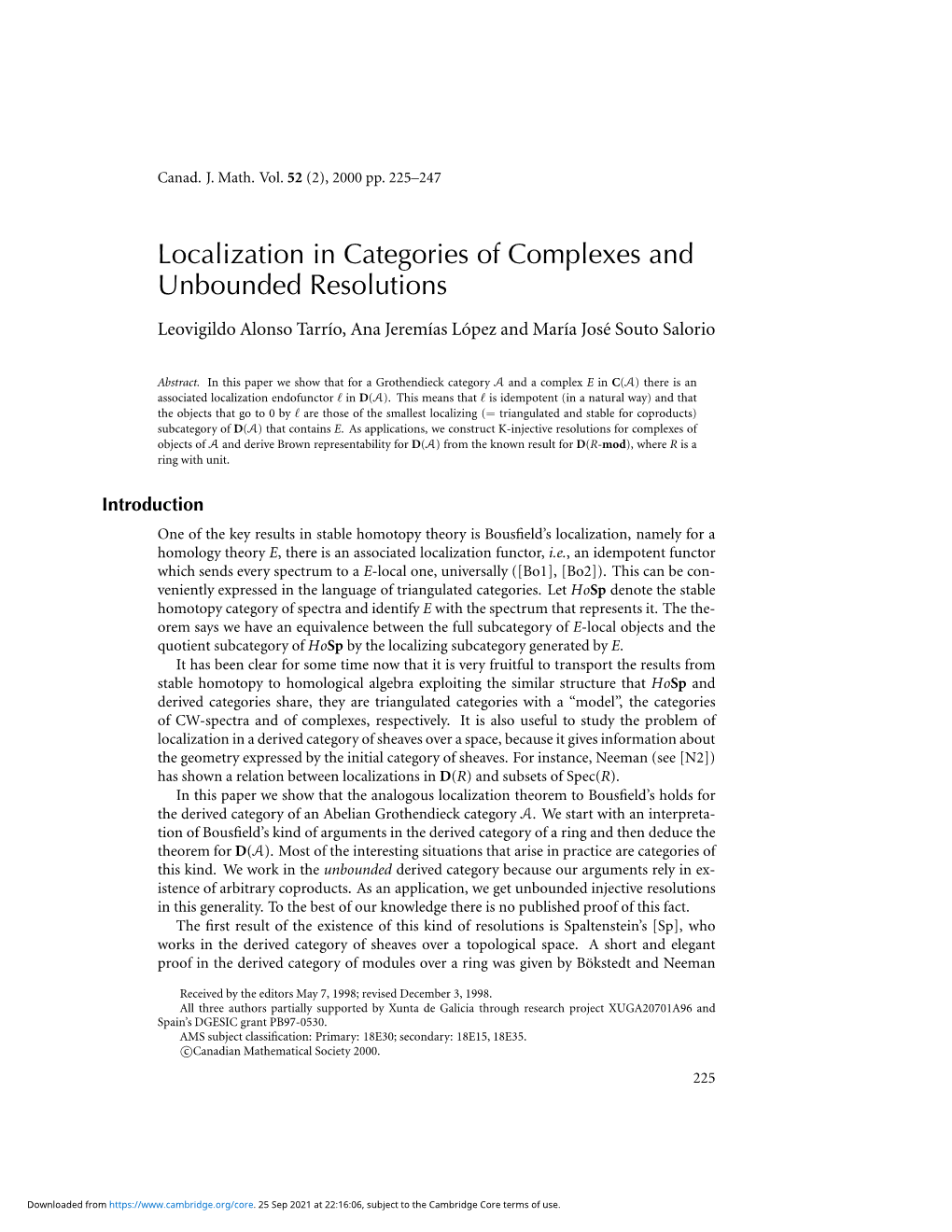 Localization in Categories of Complexes and Unbounded Resolutions