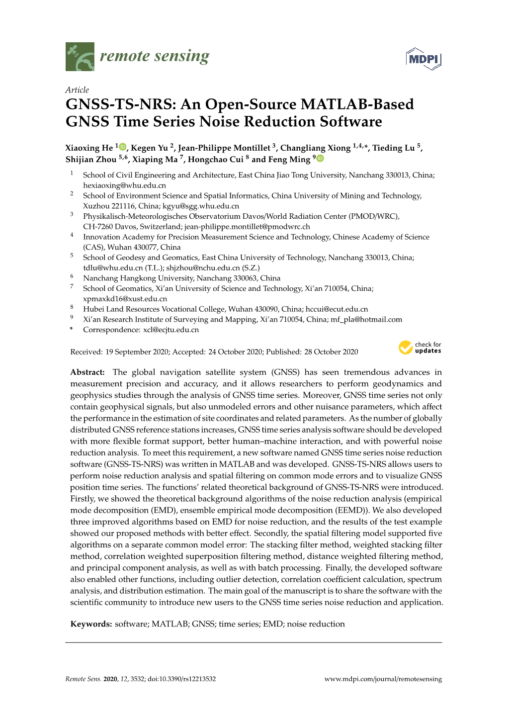 An Open-Source MATLAB-Based GNSS Time Series Noise Reduction Software