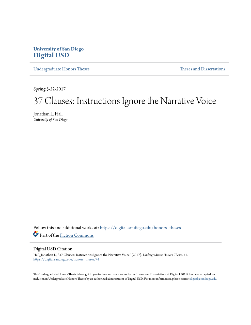 37 Clauses: Instructions Ignore the Narrative Voice Jonathan L