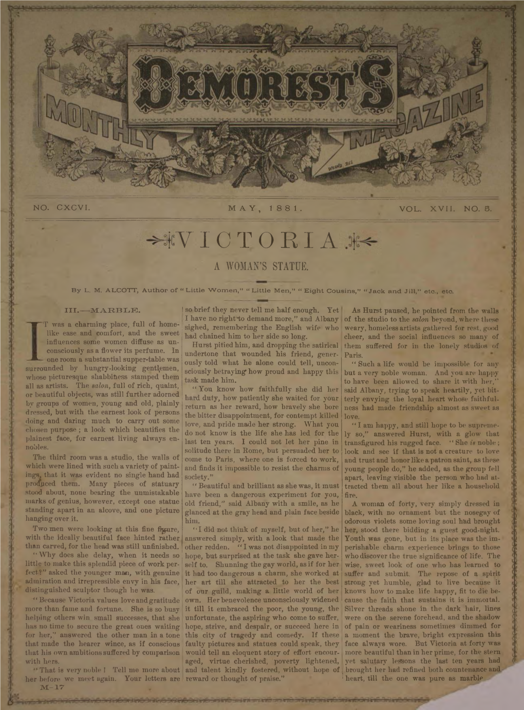 Demorest's Family Magazine. May 1881. Vol. 17, No. 5