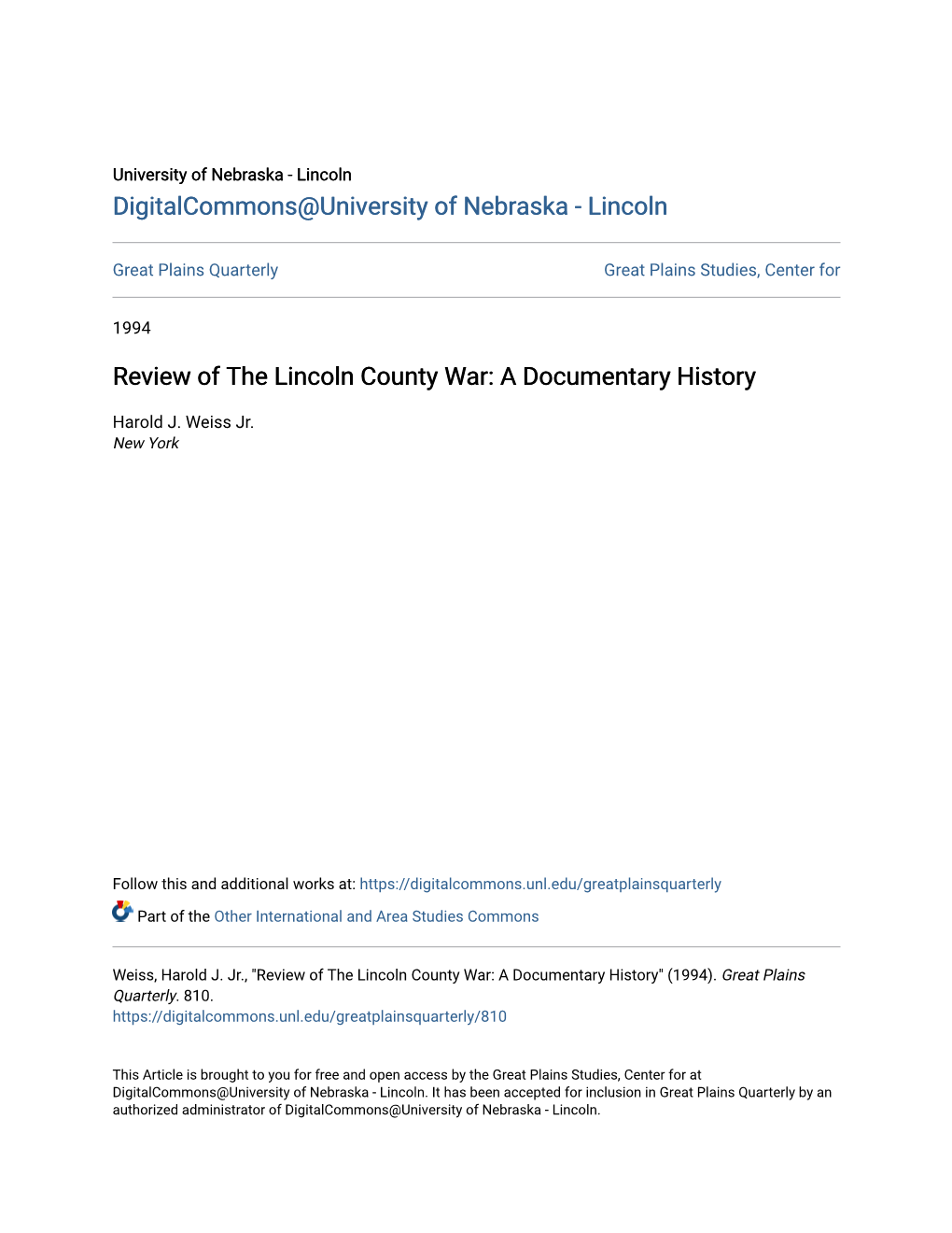 Review of the Lincoln County War: a Documentary History