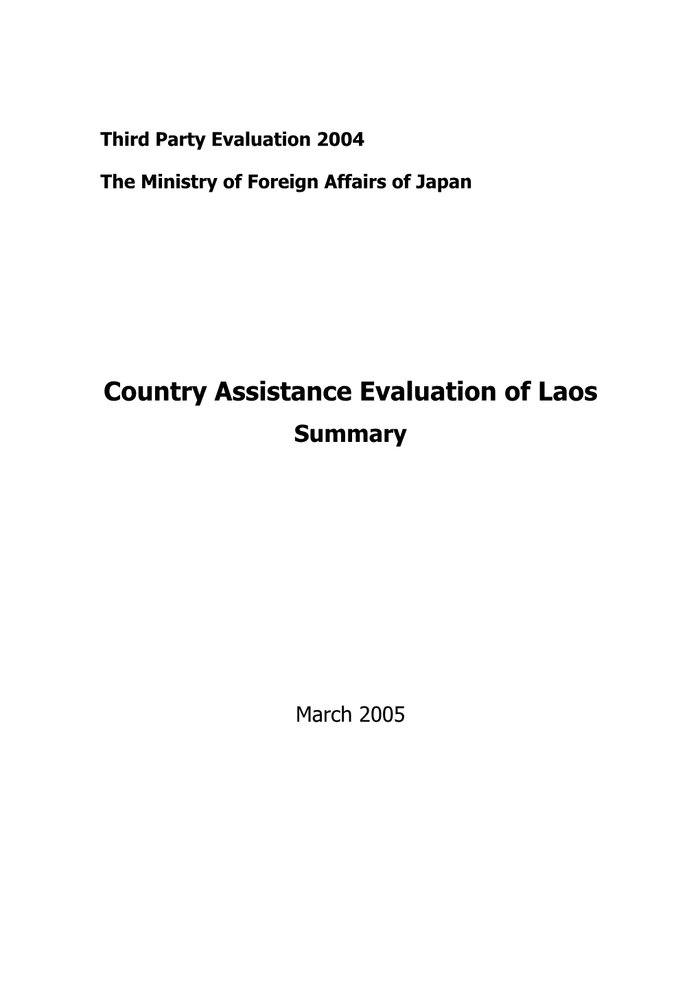 Country Assistance Evaluation of Laos Summary
