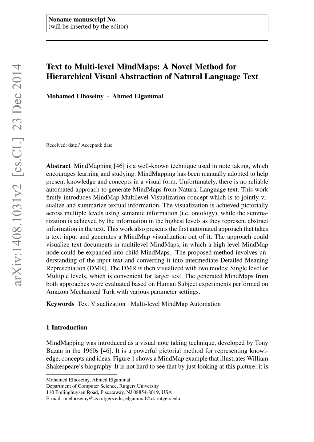 Arxiv:1408.1031V2 [Cs.CL] 23 Dec 2014