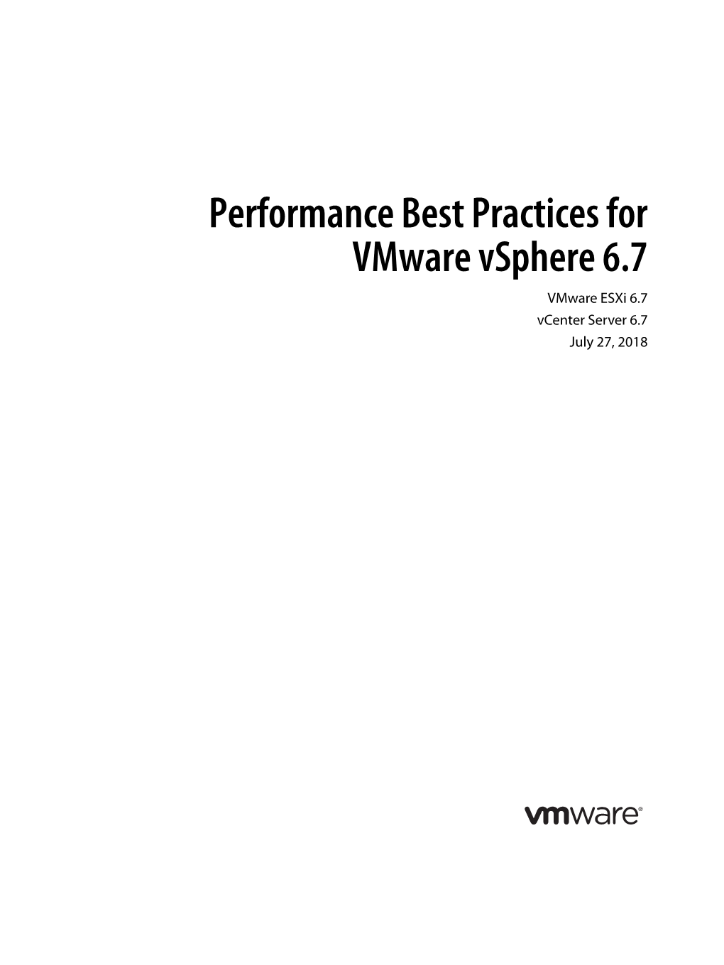 Performance Best Practices for Vmware Vsphere 6.7