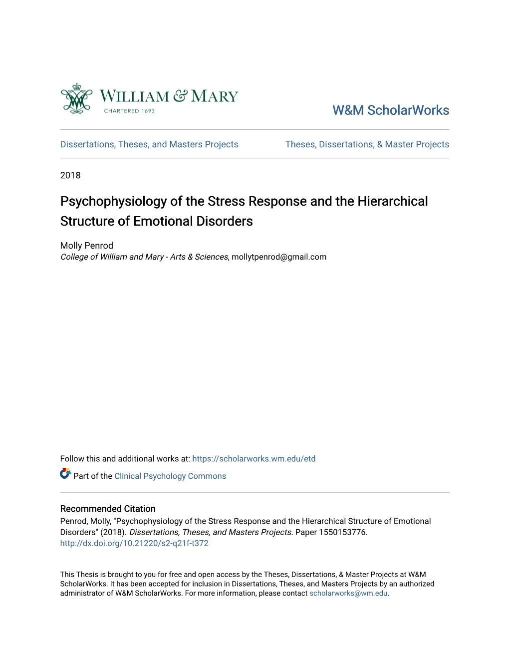 Psychophysiology of the Stress Response and the Hierarchical Structure of Emotional Disorders