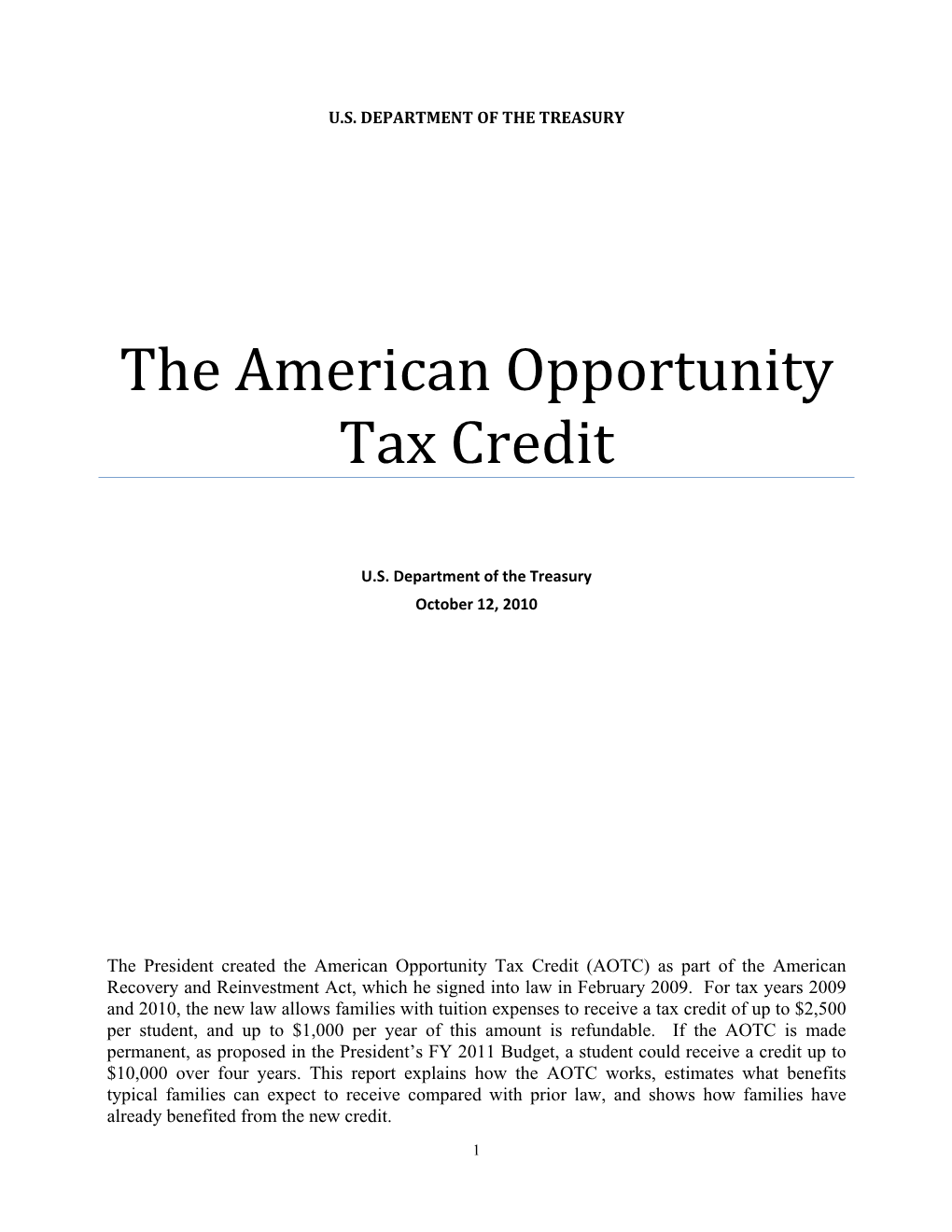 The American Opportunity Tax Credit
