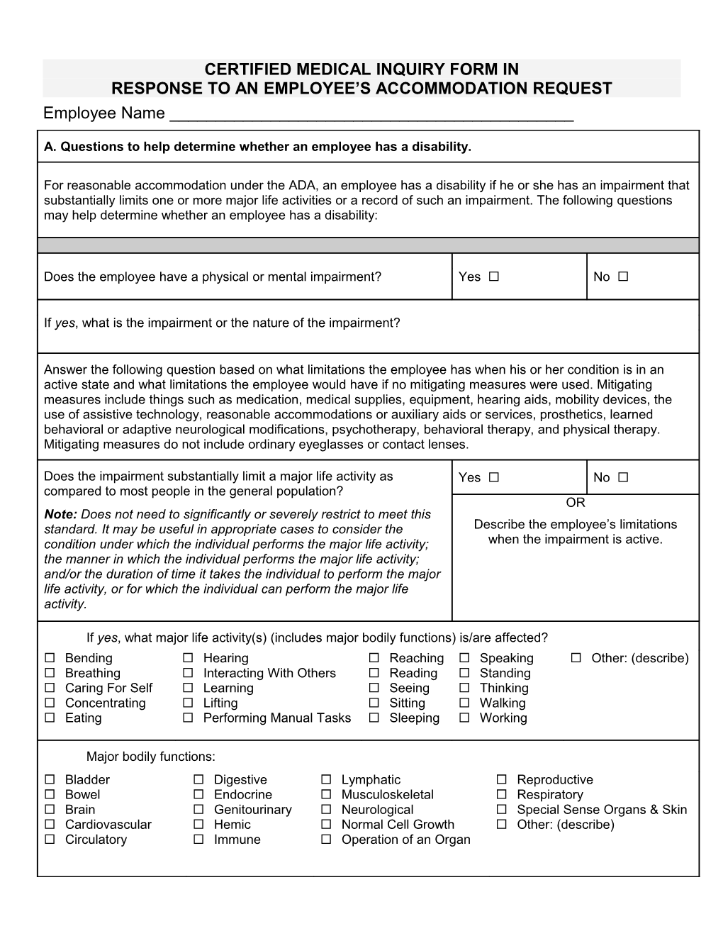 Medical Provider Questionnaire