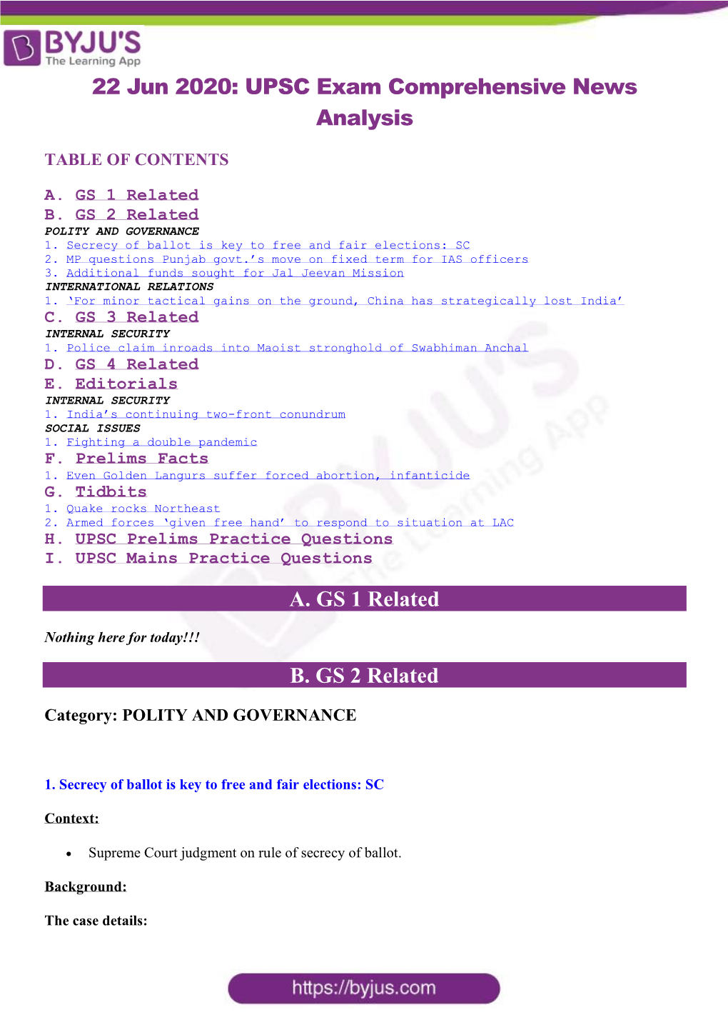 22 Jun 2020: UPSC Exam Comprehensive News Analysis