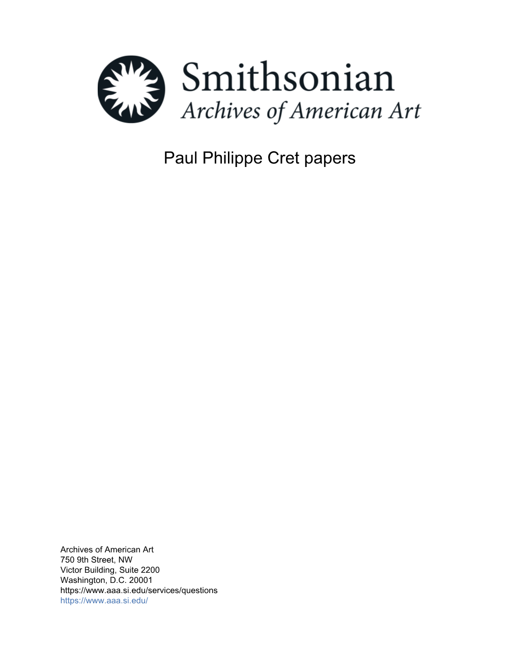 Paul Philippe Cret Papers